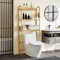 thumbnail image 4 of Gymax Bamboo over the Toilet Storage Shelf w/3-tier Open Shelf Adjustable Shelves, 4 of 10