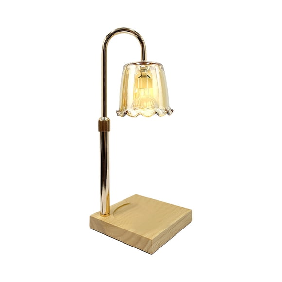 Petite Lampe de Table pour Chambre avec Fonction de Veilleuse à Intensité Réglable et Design Rétractable en Cire Fondante Fini Bois Doré 8,66 Po H