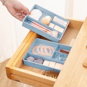 Yannianjz Desk Organizer, Stackable 4-Compartment Thickened Plastic Storage Box, Stationery Drawer Organizer for Office Supplies, Small Items, Clutter-Free Workspace