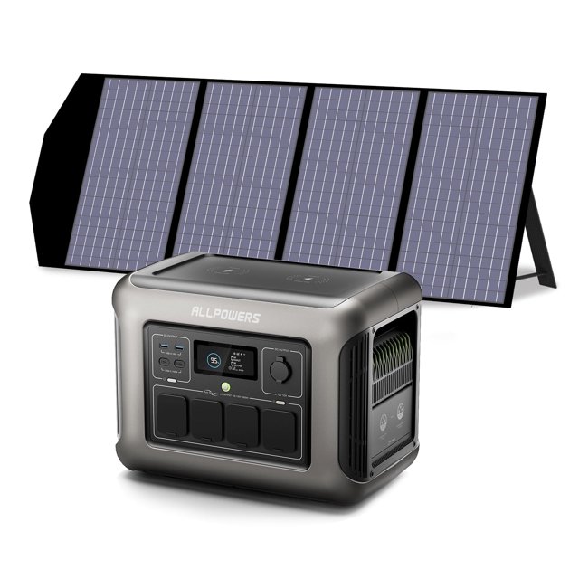 ALLPOWERS Portable Power Station R1500 with 140W Solar Panel, 1800W 1152Wh Solar Generator, LiFePO4 Battery Backup for Outdoor Camping, Home Backup, Emergency, RV