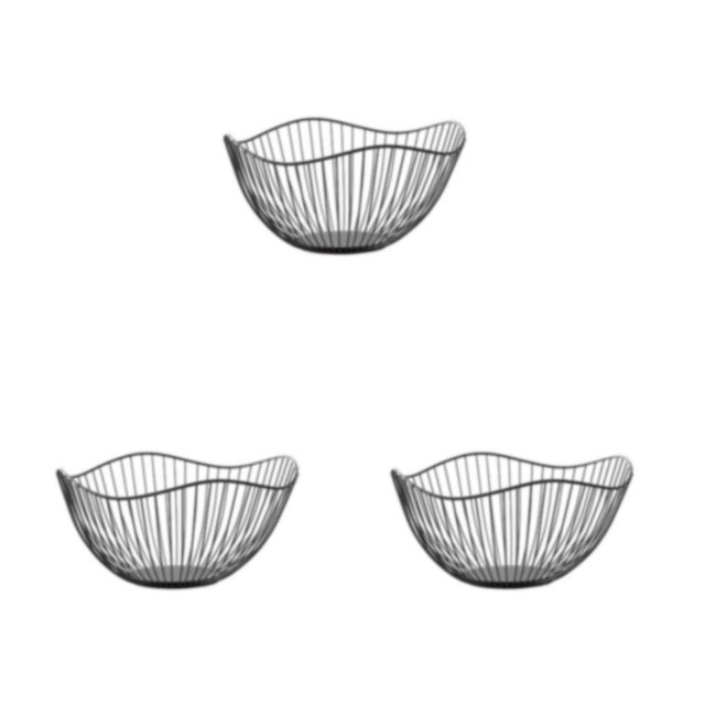 kurtrusly Sturdy And Durable Metal Fruit Baskets Large Capacity Open Wire Exquisite Appearance Wide black Straight large 3Set