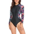 thumbnail image 2 of Maillot de Bain à Manches Longues Femme Maillot de Bain une-Pièce à Manches Longues pour Femmes Fermeture Éclair Imprimé Floral Maillot de Surf Robe à Manches Longues Femme Maillots de Bain à Manches Longues pour Femmes Robe à Manches Longues pour Femmes, 2 of 6