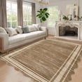 thumbnail image 1 of Scalloped Modern Abstract Rug 5x7 Washable Rug for Bedroom, Non-Slip Non-Shedding Soft Living Room Rug, Minimalist Scalloped Low-Pile Throw Carpet for Dining Room Home Office, Brown, 1 of 9