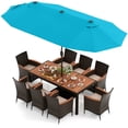 thumbnail image 2 of Costway 11 PCS Patio Dining Set with 15ft Double-Sided Patio Umbrella (Base Included) Mix Brown, 2 of 10