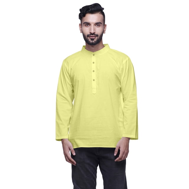 Atasi Mens Kurta Shirt Solid Mandarin Collar Kurta For Boys Short Kurta