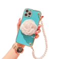 thumbnail image 1 of iPhone 12 Pro Heavy Duty Case Wrist Chain Bracelet Luxury Flower Style Cover - Blue, 1 of 5