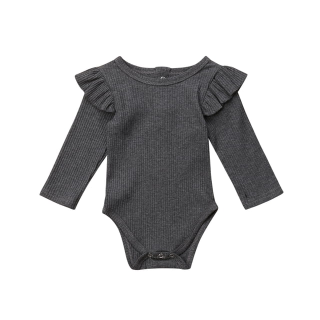 Faithtur Bébé Garçon Fille Manches Longues Romper Ébouriffé de Couleur Unie Body