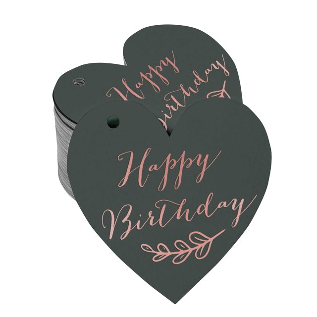 Inkdotpot Rose Gold Foil Paper Hang Tag Happy Birthday Favor Tag 100 Pieces