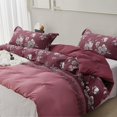 thumbnail image 2 of wqlpp-Red Floral Duvet Cover Boho Style Full Size Microfiber Duvet Cover Botanical Flower Bedding Set 3 Pcs 1 Duvet Cover with Zipper Ties 2 Pillow Shams, 2 of 4