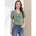 thumbnail image 2 of INSPIRE CHIC Blouse à Manches Courtes Bouffantes à Boutons avec Imprimé Floral pour Femmes, 2 of 6