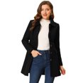 thumbnail image 1 of INSPIRE CHIC Women's Peter Pan Collar Single Breasted Mid Length Overcoat Black L, 1 of 6