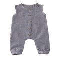 thumbnail image 1 of Barboteuse Sans Manches pour Bébés Filles Garçons à Carreaux avec Boutons Combinaison une Pièce, 1 of 6