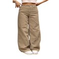 thumbnail image 2 of Femmes Droit-Jambe Pantalon Taille Haute Version Street Style Printemps Automne Vêtements Gothique Style, 2 of 7