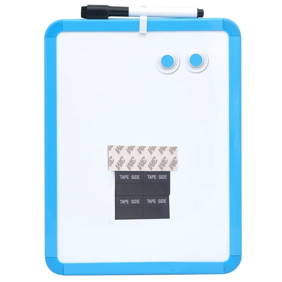 Tableau Effaçable à Sec Magnétique pour Casier d'École, 8,5 Pouces x 11 Pouces, Cadre Bleu avec Marqueur et 2 Aimants - Petit Tableau Blanc pour l'École, la Maison, le Bureau, les Voyages