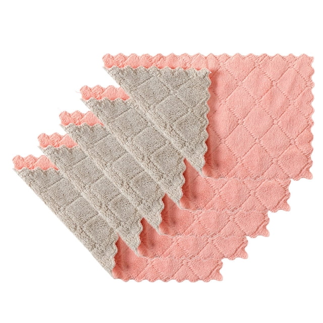 Fall Hand Towels Kitchen 5Pcs Nonstick Oil Coral Velvet Hanging Hand Towels Kitchen Dishclout