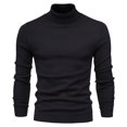 thumbnail image 4 of Men Sweaters for Fall Men's Solid Color High Neck Pullover Long Sleeved Loose Base Shirt Tops Sweater Turtleneck Sweater Fall Loose Ribbed Shirts S-106 Black XXL, 4 of 4