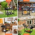 thumbnail image 4 of Yiwa 3-Tier BBQ Prep Table, Rolling Outdoor Grill Cart with Lockable Wheels, Pizza Oven Stand, and Ample Storage, 4 of 8
