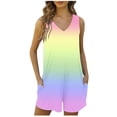 thumbnail image 2 of Gspmoly Shorts pour Femmes, Combinaison-Short d'Été pour Femmes avec Poches et Bretelles, Pantalon à Bretelles, Shorts de Course jusqu'à 60 % de Rabais Multicolore TTG, 2 of 4