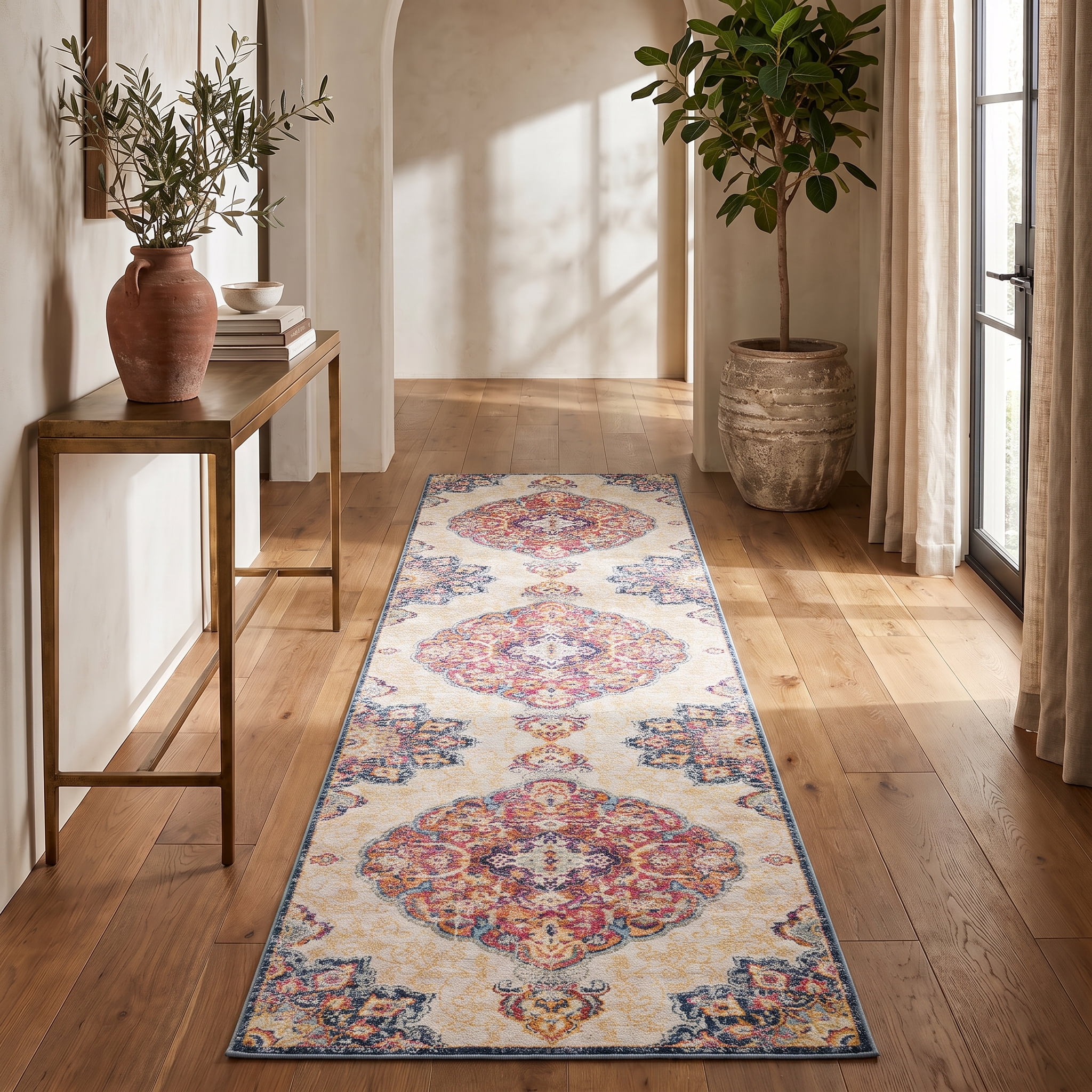 Tapis d'intérieur Rug Branch Savannah 2' x 7' (Taille exacte : 2'3" x 7') style sud-ouest, beige rouille, moderne - Entrée, couloir, salle de bain et cuisine
