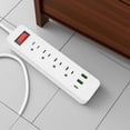 thumbnail image 1 of RKSTN Barre d'Alimentation en Plastique, Barre d'Alimentation à Fiche Multiple avec Cordon d'Extension de 78,7 Po avec Multiples Prises USB pour Bureau et Résidence Étudiante, 1 of 5