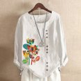 thumbnail image 2 of Pompotops Mode Femmes Décontracté Bouton Imprimé Floral Manches Courtes T-Shirt Blouse Hauts Liquidation, 2 of 4