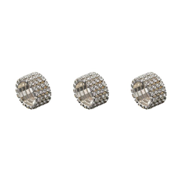 Thinsony Classy Inlaid Ring Sturdy Alloy With Dazzling Accents And Exquisite silver 4 rows 3Set