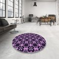thumbnail image 4 of Ahgly Company Tapis de Zone Rond Transitionnel Violet pour Intérieur Lavable à la Machine, 4 Pieds Rond, 4 of 7