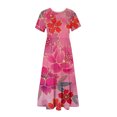 thumbnail image 3 of Dvkptbk Robes d'Été pour Femmes 2024 Mode Décontractée Bohème à Fleurs Robes de Plage Manches Courtes Col Rond Robe d'Été Fluide Maxi Robe de Plage Longue Robe Midi de Plage avec Poches P-2TG, 3 of 3