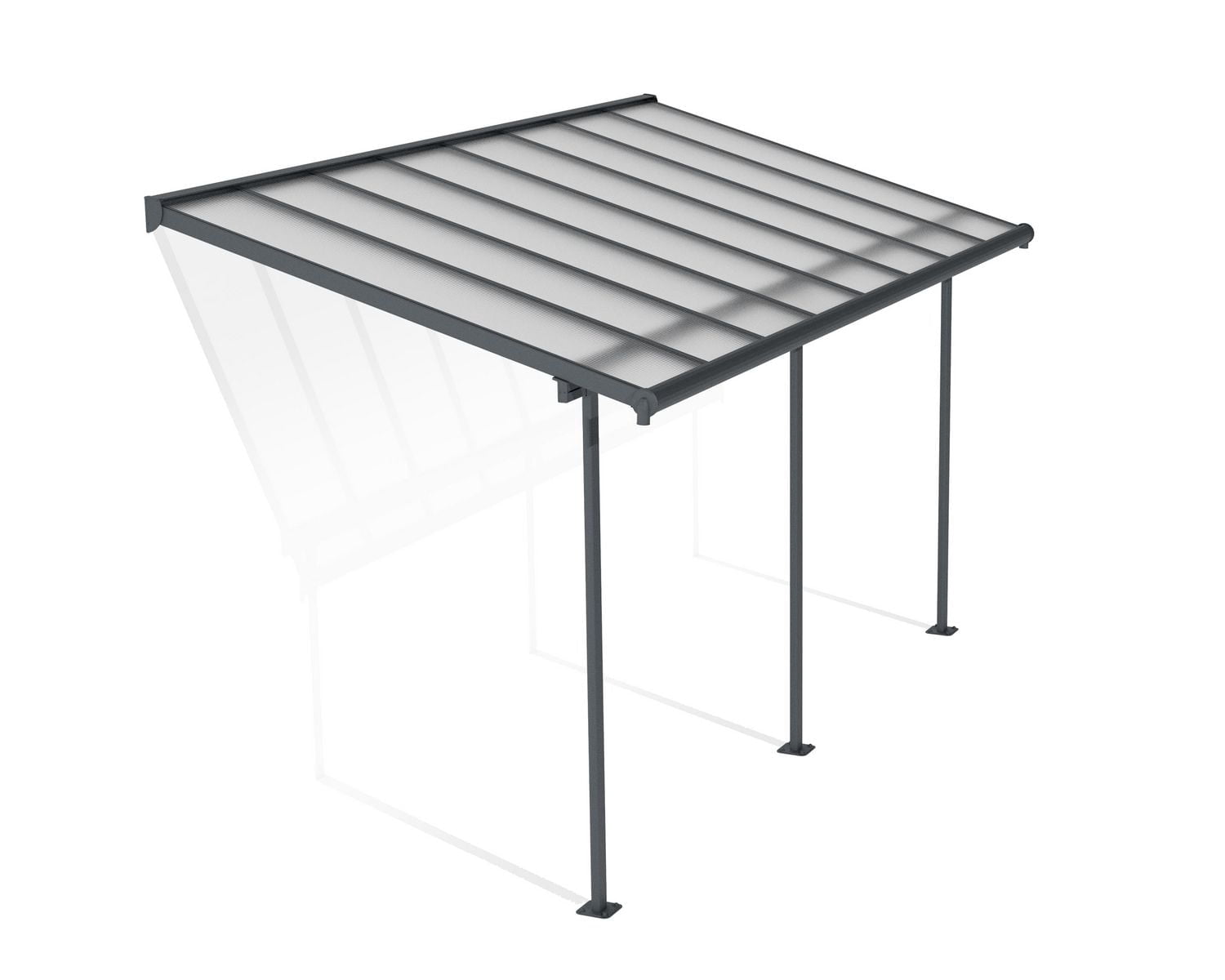 CANOPIA by PALRAM Sierra Couverture de patio en aluminium de 7,5 pi x 15 pi - Gris