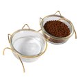 thumbnail image 1 of 2PCS Glass Pet Bowl Neck Protection Cat Water Bowl Cat Food Bowl with Iron Stand, 1 of 10