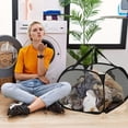 thumbnail image 1 of Mesh Laundry Hamper, Wide Opening With Side Pocket, Breathable Sturdy Foldable Space Saving, For Laundry Clothes Storage, Portable Travel Companion, Easy To Store, 1 of 7