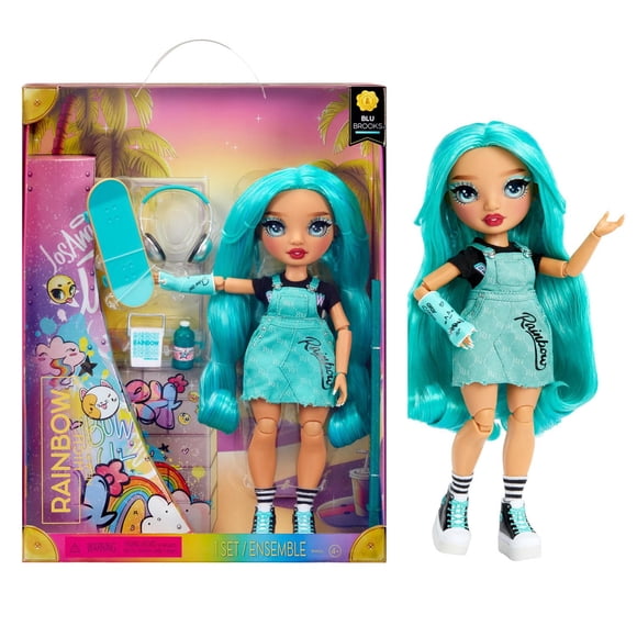 Poupée-mannequin Rainbow High New Friends : Blu Brooks (bleu sarcelle)