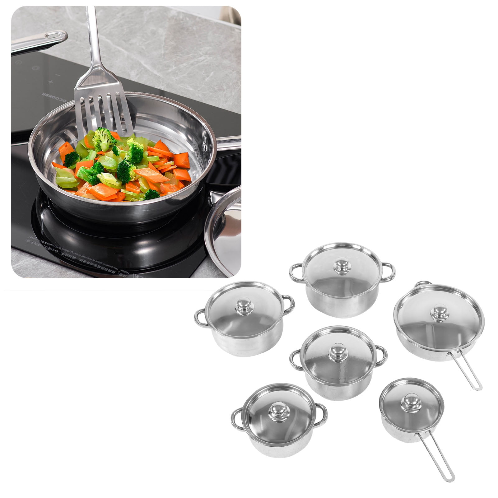 Steel Stainless Steel Cookware Set Induction Kitchen Cooking Skillet Set with Frying Pan Soup Pot Milk Pot