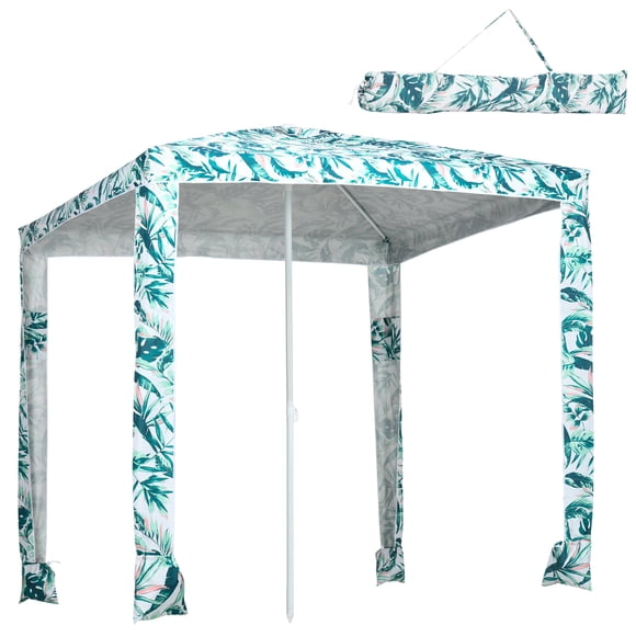 Outsunny Parasol de Plage Cabana Lesté de 6,5 Pieds avec Sacs de Sable, Sac de Transport, Vert