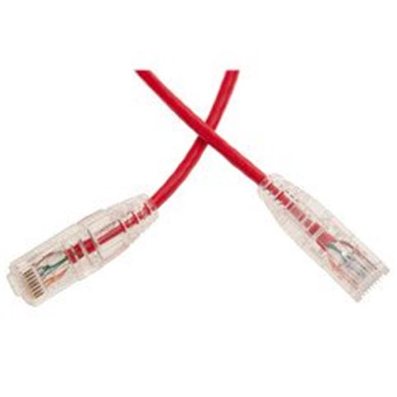 CableWholesale 13X6-67101 1 ft. Cat6a Red Slim Ethernet Patch Cable, Snagless & Molded Boot