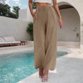 thumbnail image 2 of Summer Clearance 2025! Womens Plus Size Pants,Woman Fashion Solid Color Elastic Waist Drawstring Pocket Long Pants, 2 of 5