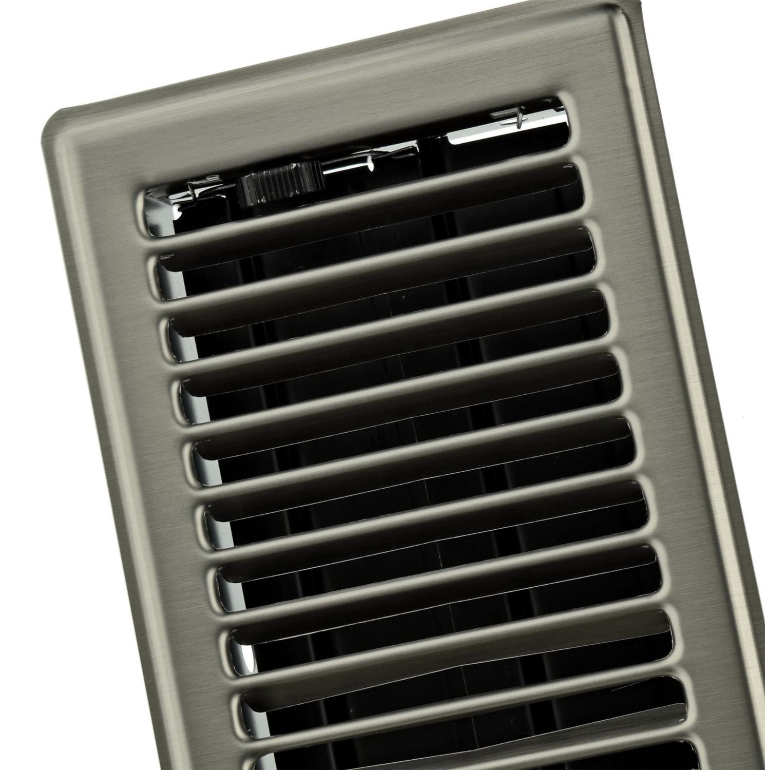Imperial 3" x 10" Brushed Nickel Steel Floor Register, Louvered, 1-pk