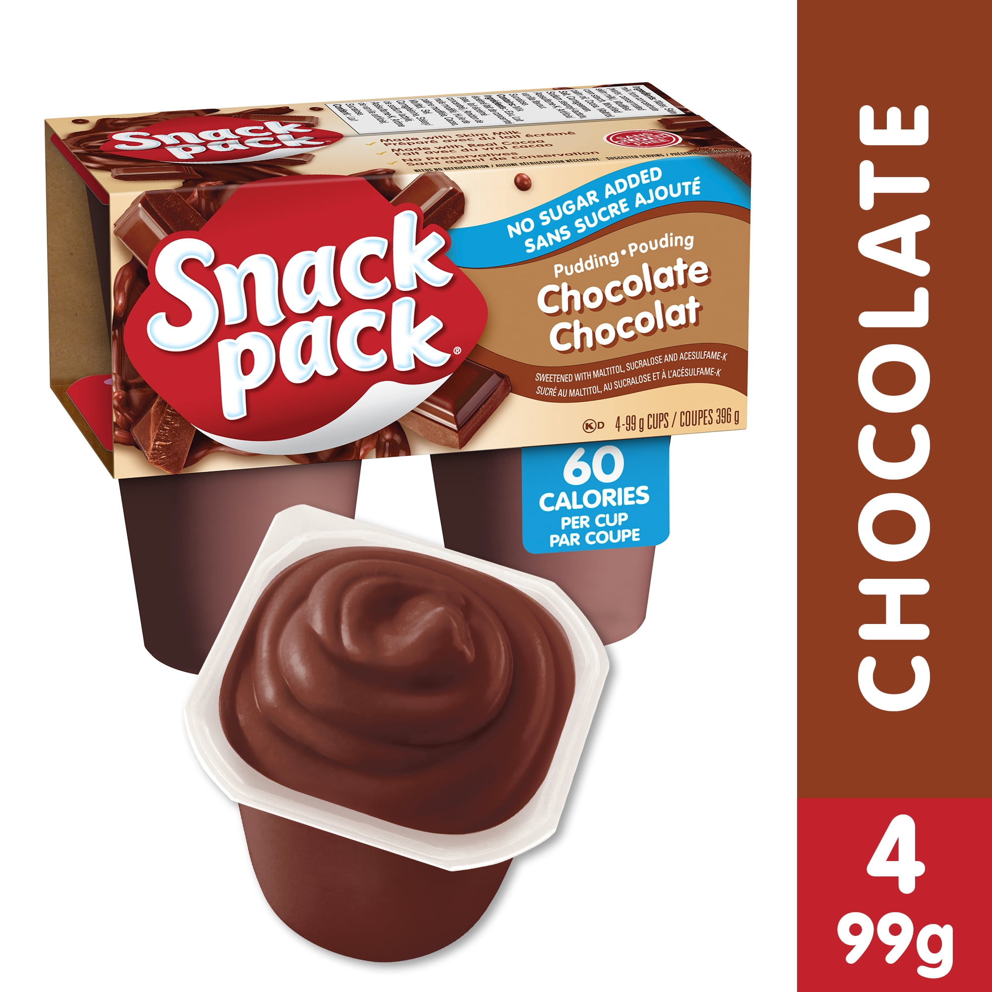 Snack Pack® No Sugar Added Chocolate Pudding Cups