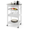 thumbnail image 1 of Costway Compact Kitchen Island Cart Rolling Service Trolley with Stainless Steel Top Basket, 1 of 10