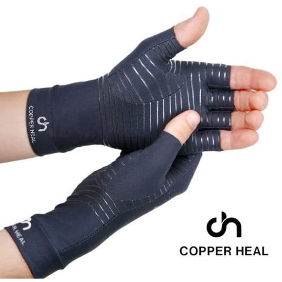 COPPER HEAL Arthritis Compression Gloves - Best Copper Gloves for Rheumatoid Arthritis, Carpal Tunnel, RSI Osteoarthritis & Tendonitis Fingerless gloves