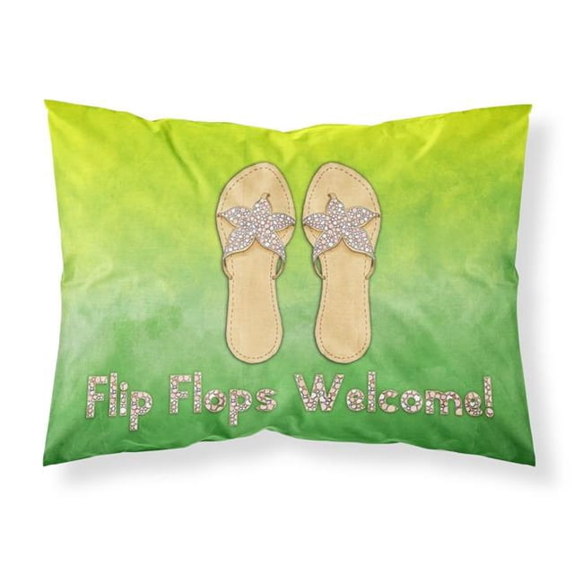 Carolines Treasures BB7454PILLOWCASE Flip Flops Welcome Fabric Standard Pillowcase