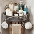 thumbnail image 1 of Étagère de Rangement d'Angle de Salle de Bain Adhésive pour Baignoire avec Ventouses pour Douche, Porte-Shampooing Sans Perçage (Gris) Rkxzt, 1 of 4
