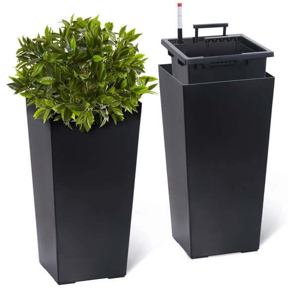 EastVita 22.5 Inch Tall Rectangular Planters Set of 2 Large Modern Plant Pots with Drainage Holes&Water Level Monitor Outdoor and Indoor