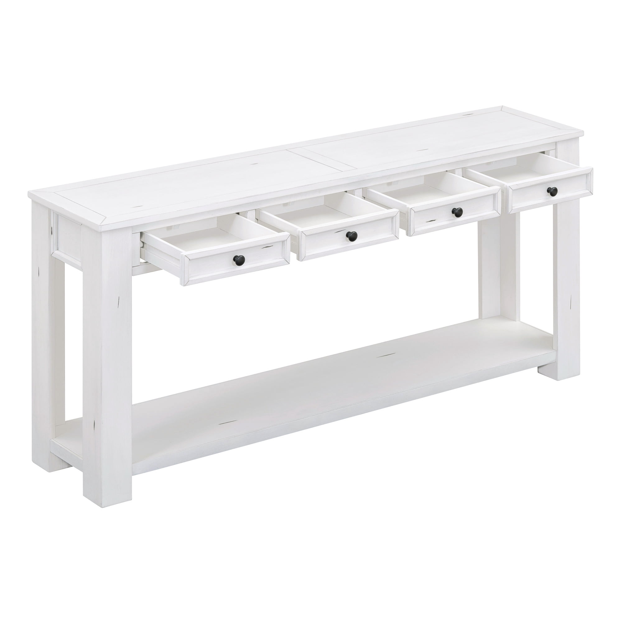 Noble House Console Entryway Table with Storage Drawers and Bottom Shelf for Hallway and Living Room ,Antique White