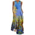 thumbnail image 2 of Lenago Grande Taille Cocktail Robes pour les Femmes Soirée Femmes Casual en Vrac Imprimé Réservoir Robe de Plage V-Cou Poche Robe de Soleil Sans Manches Robes de Plage d'Été, 2 of 5