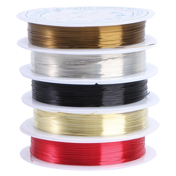 Miangastore 5 Roll Uncoated Copper Wire Tarnish Resistant Pure Copper Wire Beading Wire Roll 55Yd for Crafts Beading Jewelry Making (Red Bronze + Brass + Black + Silver + Coffee)