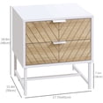 thumbnail image 3 of HOMCOM Table de Chevet avec 2 Tiroirs et Cadre en Acier, Table d'Appoint, Blanc, 3 of 10
