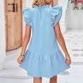 thumbnail image 5 of XZNGL Robe d'Été pour Femmes Aguichant Mode Femmes Été Col Rond Robe Poupée Couleur Unie Robe Plissée Sans Manches Hauts Aguichant pour Femmes Été Aguichant Robe d'Été pour Femmes Hauts d'Été pour Femmes Aguichant, 5 of 5