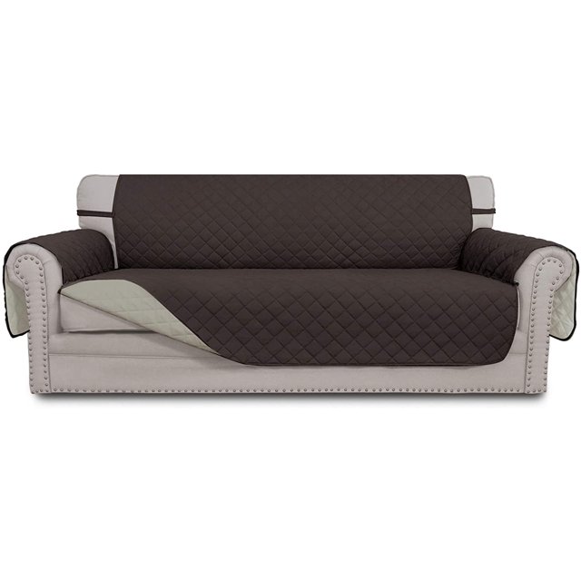 Housse de Canapé Réversible Protecteur de Meubles avec Sangles Élastiques pour Animaux Enfants Chien Chat (XX Grand, Chocolat/beige)