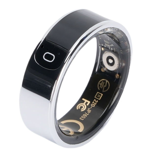 Smart Sports Ring, Control Touch Key Mobile APP Association Intelligent Ring Display Screen Step Counting for Hiking Cycling Running Size 8 18.2mm / 0.72in,Size 9 19mm